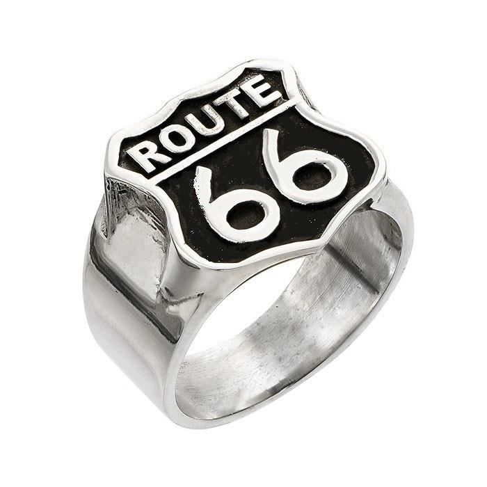 chevaliere route 66 noir 9us bague homme femme biker road