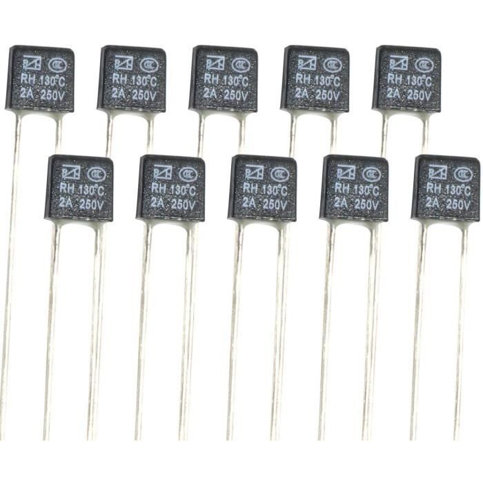 10 Pcs Nouveau RH 250V 2A 130 DegC Double Fusible Thermique De Contrôle ...