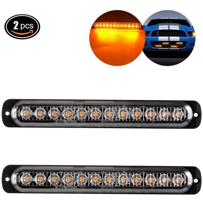2 x LED Feux Stroboscopique 12 LED 1224v LED D'urgence Danger Lumière