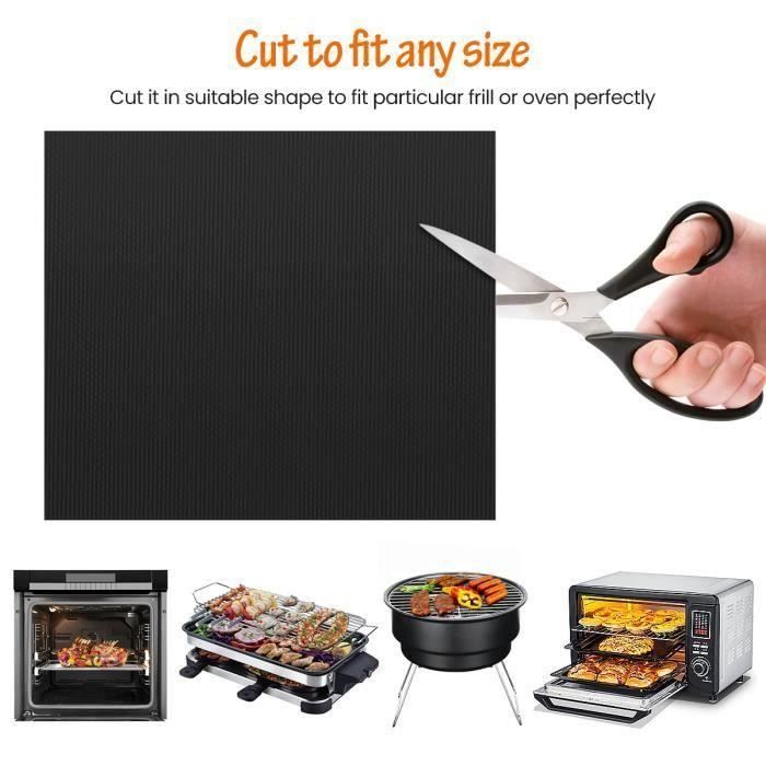 Tapis De Cuisson Barbecue Anti-adhésif - Lot De 4 (50x40 Cm) - Réutilisable, Lavable, Résiste Jusqu'à 260°C - 6