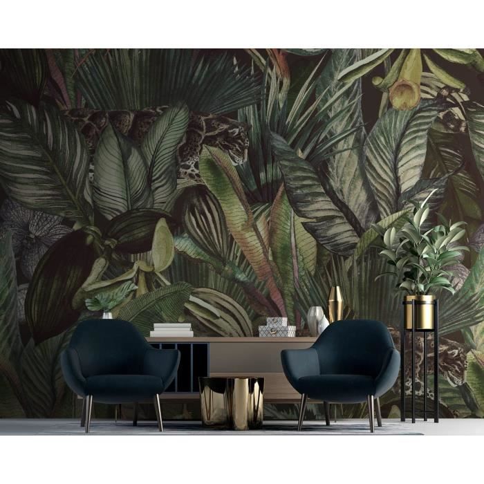 Papier Peint Jungle 300x210cm style 3D Jungle Tropiques Palmiers ...