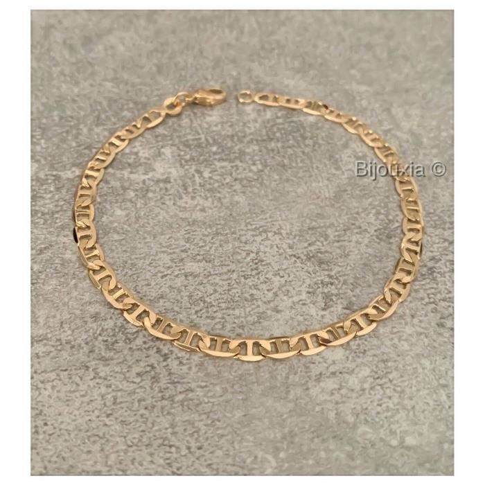 Bracelet Vintage En Maille Plate Plaqué Or - Longueur 19-20 Cm - Travail Français - Occasion