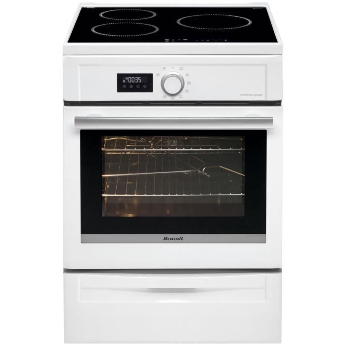 Cuisinière Induction BRANDT BCI66531W - 3 Feux - Pyrolyse - L60cm