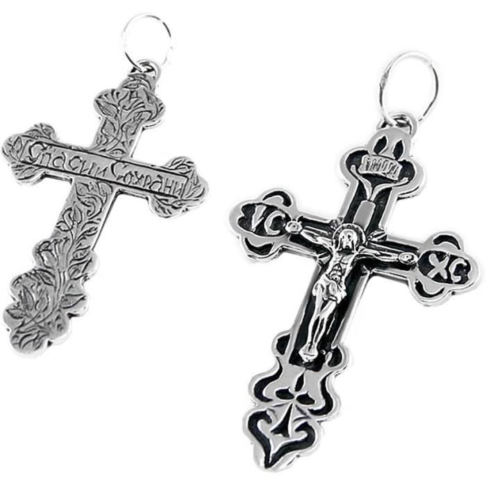 AH925027 | Pendentif Argent 925 Rhodié 17 X 28mm, Croix Avec Jésus