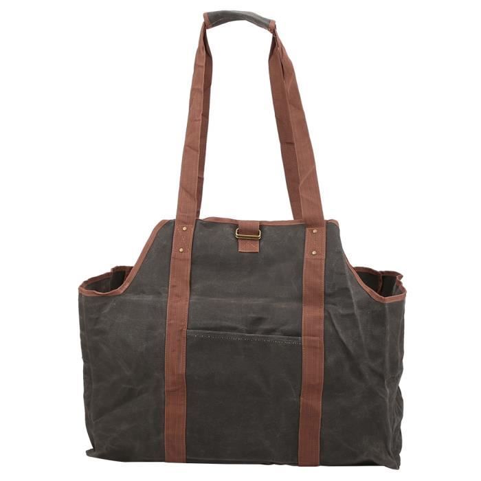 Sac à Bûches En Toile De Jute 64,5x30x39,5cm - Imperméable, 100kg Capacity - Transport Bois