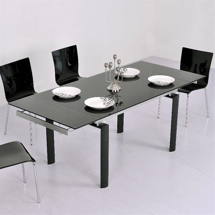 Table En Verre Noire A Rallonge Extensible Borneo Achat Vente
