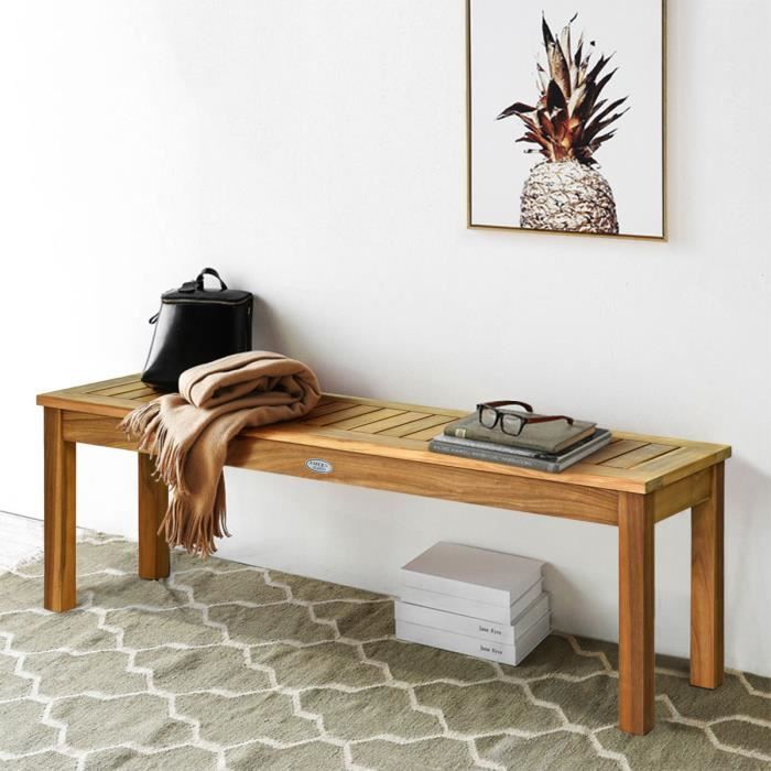 COSTWAY Banc de Jardin en Bois d&acute;Acacia 132 x 34 x 43,5CM Charge Max 360KG