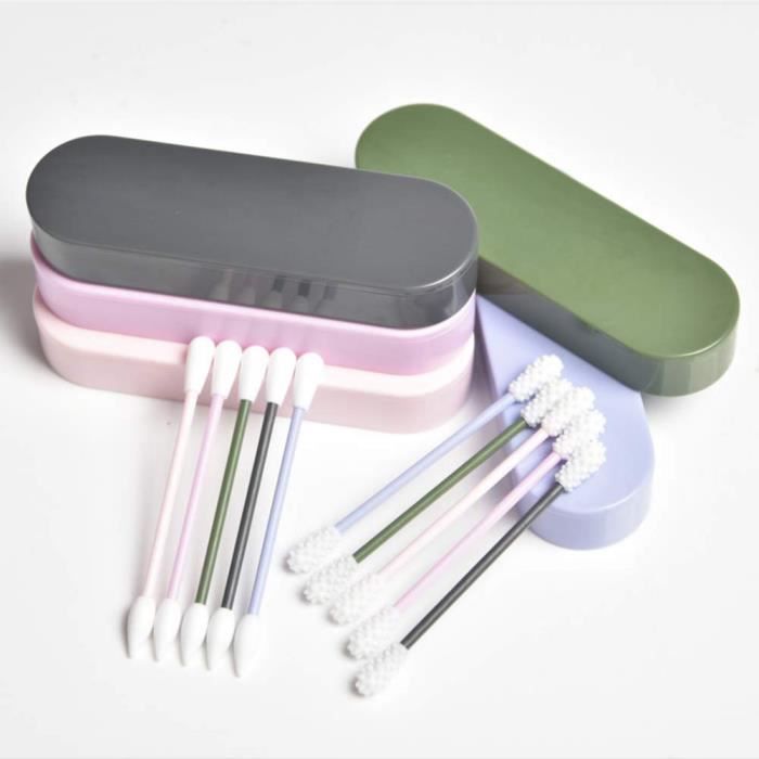 Coton-tige Réutilisable En Silicone - Lot De 4 Avec étui Miroir, Lavable, Pour Nettoyage Oreilles Et Maquillage