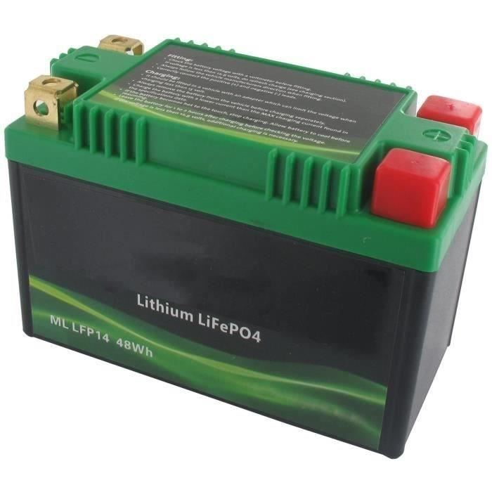 Batterie de démarrage Lithium-Fer-Potassium (LiFePo4 ou LFP) 12V 20A 48Wh, remplace batteries acide/plomb YB10A-A2/10B-4/10L-A2/10L-
