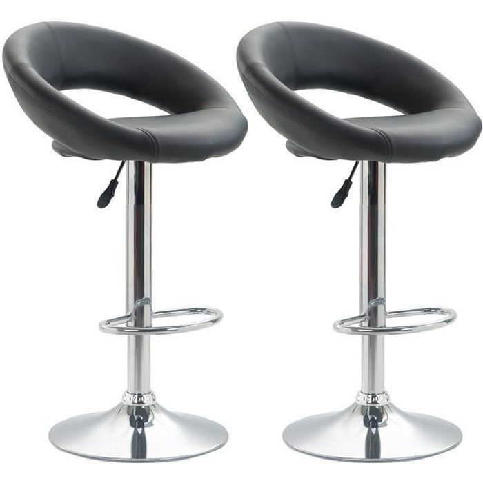 Lot De 2 Tabourets De Bar Pablo Chaise Haute Ovale Pour Cuisine Comptoir Reglable En Hauteur Et Pivotante En Synthetique Gris Cdiscount Maison