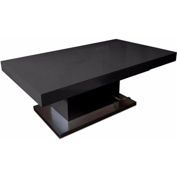 Table Basse Relevable Extensible Setup Noir Brillant Noir Bois