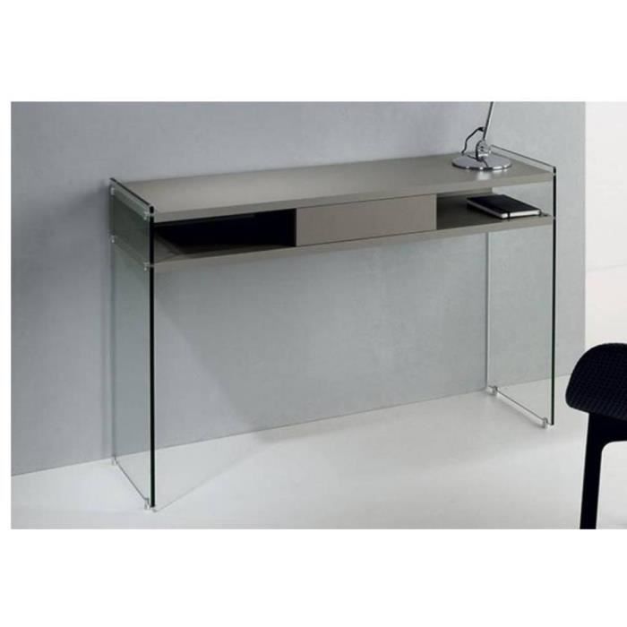 Console Marion Design Couleur Taupe Pietement En Verre Taupe Mdf