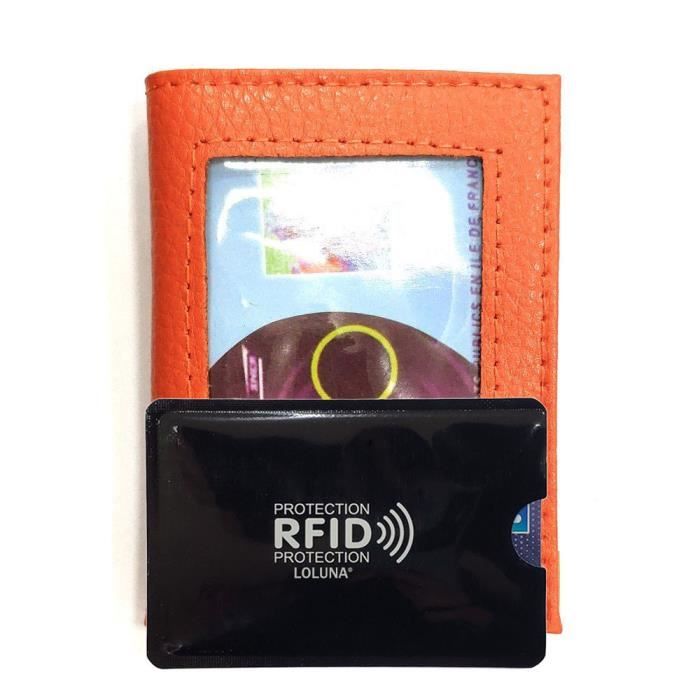 Porte-carte NAVIGO simple 1 ?� 3 cartes + ?�tui Carte RFID, transparent, compact en cuir pour 