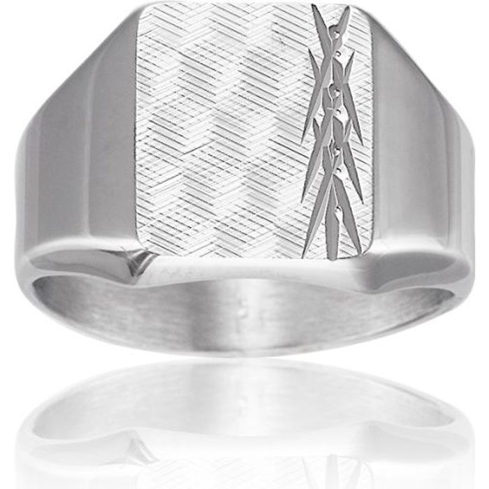 Chevaliere Homme tout argent Blanc Achat Vente chevaliere CLEOR Chevaliere Homme Adulte Argent Blanc Argente