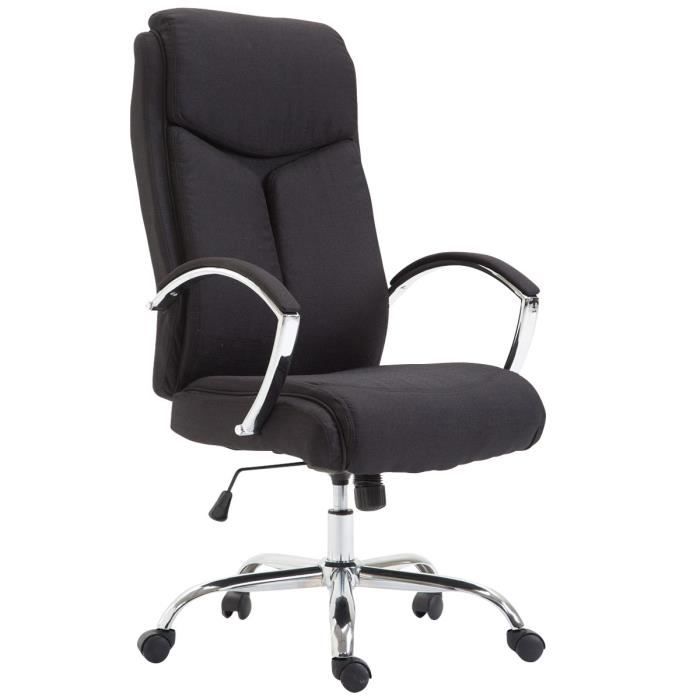 CLP Fauteuil de Bureau Vaud XL en Tissu avec Accoudoirs et Pied en Métal Noir CLP Fauteuil de Bureau Vaud XL en Tissu avec Accoudoirs et Pied en Métal Noir