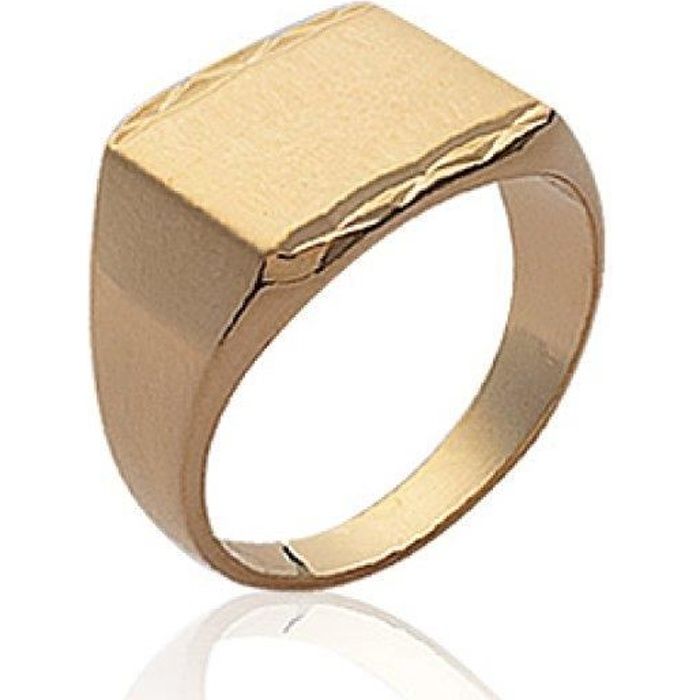 Bague chevalière homme - plaqué or 750 3 microns - selle rectangle - à graver