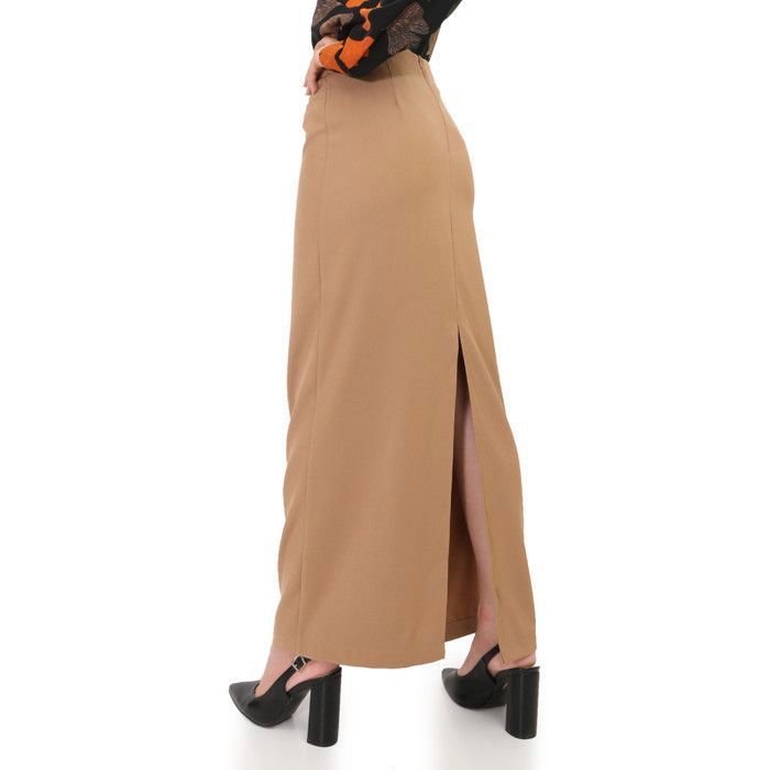 Jupe Crayon Debenhams Beige Taille 12 - Viscose, Fente, Taille élastique - Midi
