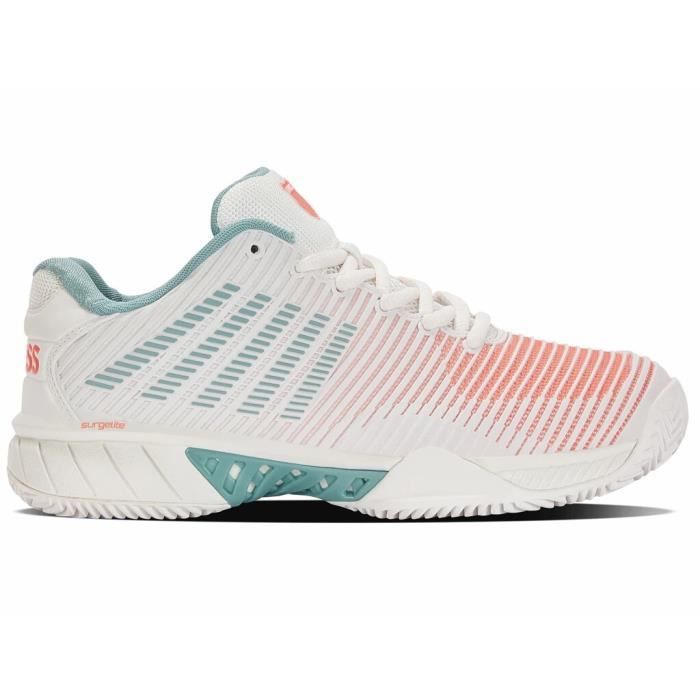 K-SWISS Baskets femme K-Swiss Hypercourt Express 2 Hb - Blanc de blanc/nile blue/desert flower - Lacets - Synthétique