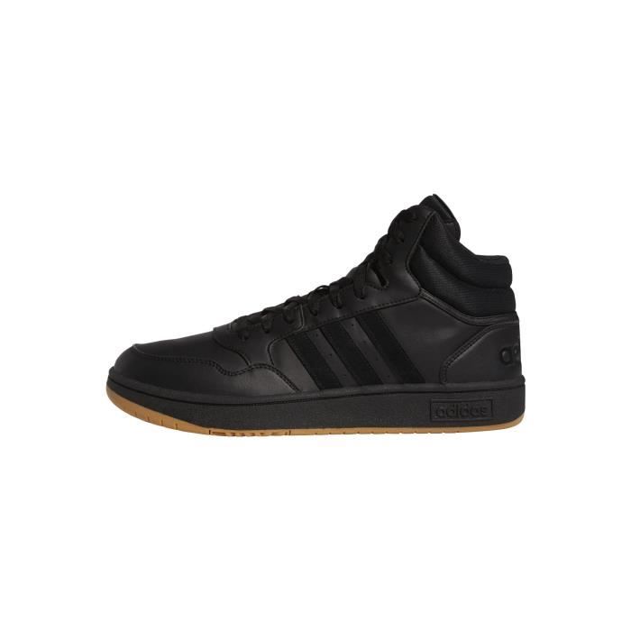 Baskets Homme Adidas Original Hoops 3.0 Mid Cuir Lacets Noir Noir Cdiscount Chaussures