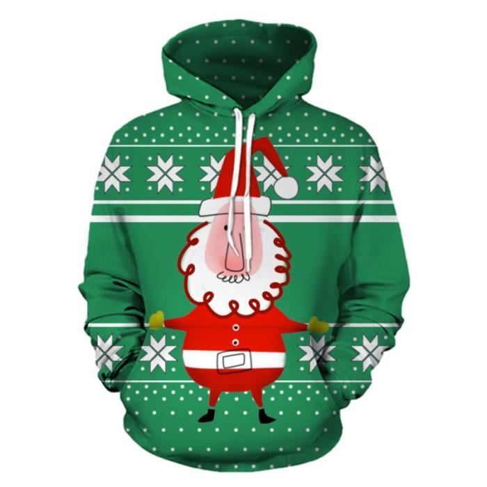 Pull de Noël Père 3D Impression numérique Baseball Uniforme Sweat à