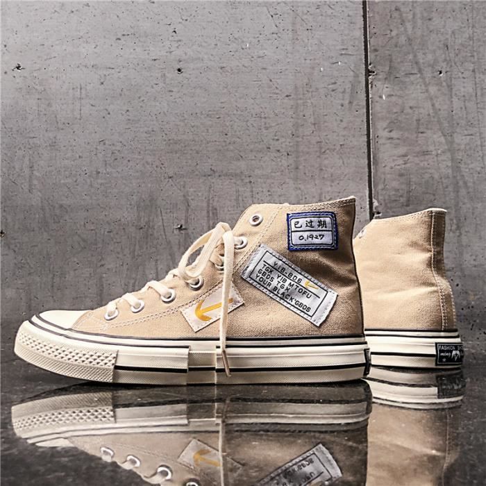 Chaussures montantes classiques en toile JS™ Homme Marron Respirant