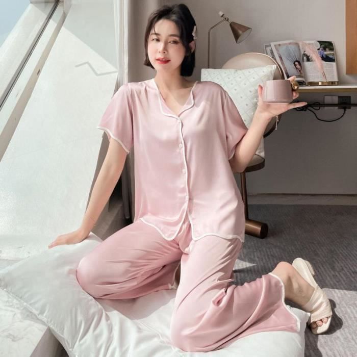 Pyjama en soie femme t ROSE Faux Soie Pyjamas Ensemble Femmes