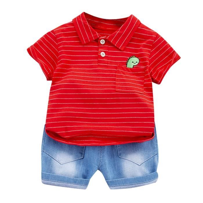 Enfant bébé garçon à manches courtes Plume Motif Chemise Tops Shorts Vêtements Hot