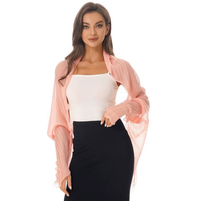 YONGHS FR Bolero Femme Cardigan Anti UV Gilet Mousseline Cover Up Cache Epaule Blouse Top Rose clair Rose clair Cdiscount Pret a Porter