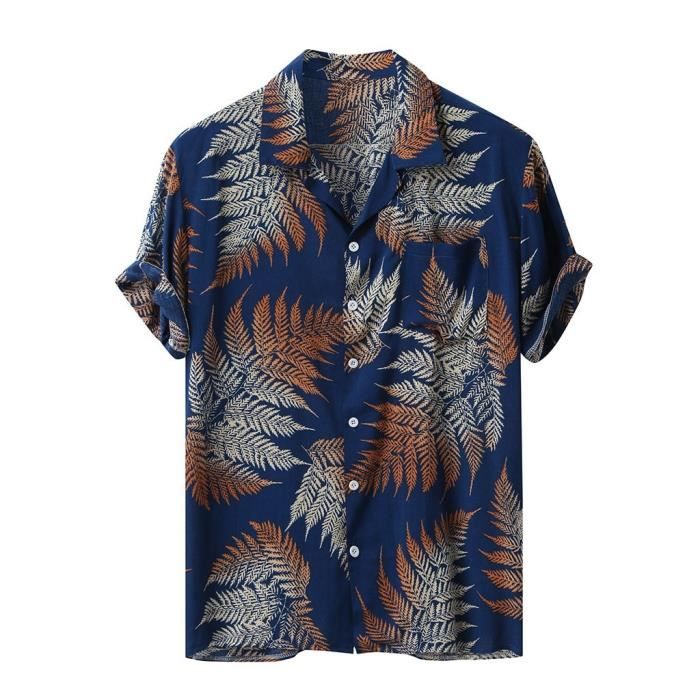 Chemise Hawaïenne Homme à Manches Longues – Style Hippie Rétro 70s – Motifs Colorés Pour Fête, Plage, Carnaval