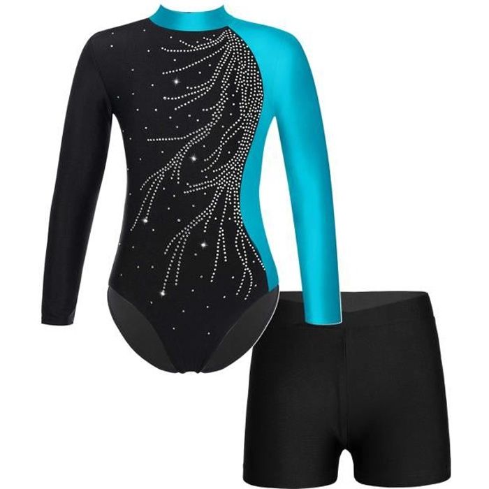 Enfant Fille Justaucorps Gymnastique Manches Longues Bodysuit