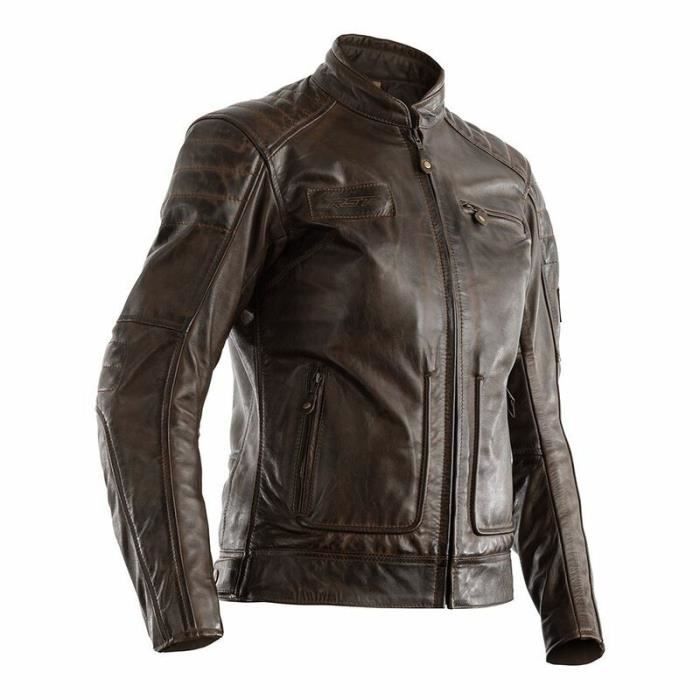 Veste cuir moto femme RST Roadster II CE brun XL Cdiscount Auto