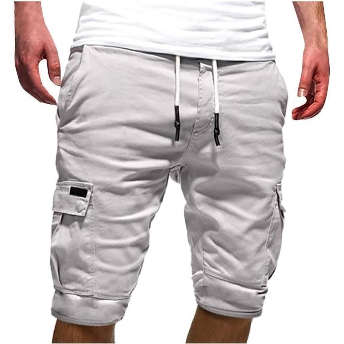 Shorts Et Bermudas Homme Casual Short Homme ete Chic Sport Homme Respirant Short De Travail Homme Taille Serrage Cargo Homme Blanc Cdiscount Pret a Porter