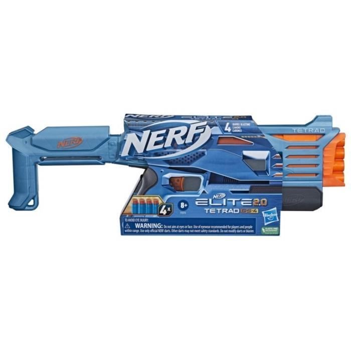 Nerf - Elite Tetrad 2.0 - Pistolet à fléchettes pour enfants - Extérieur