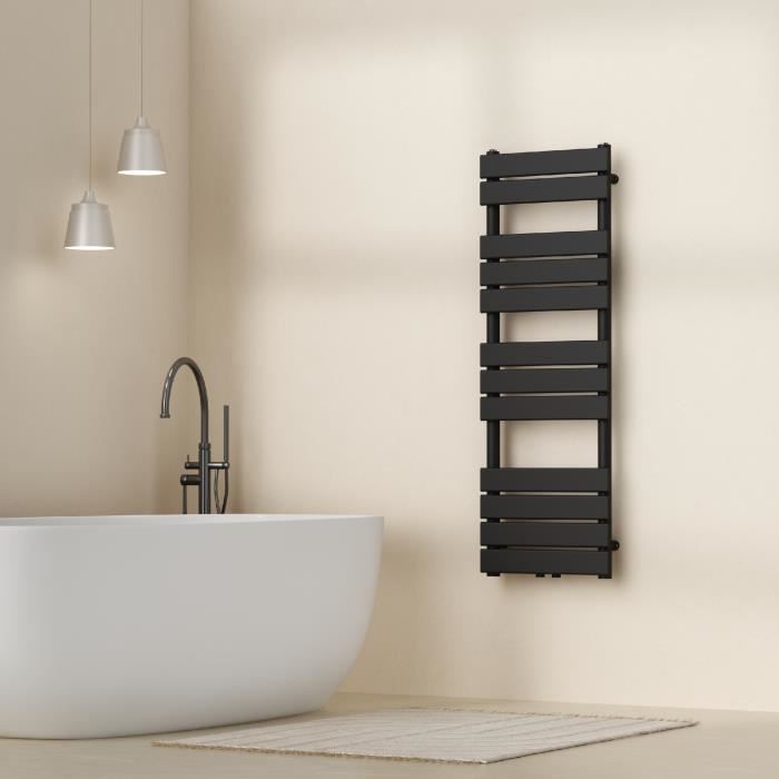 Radiateur sèche-serviettes Voss acier 120 x 40 cm noir