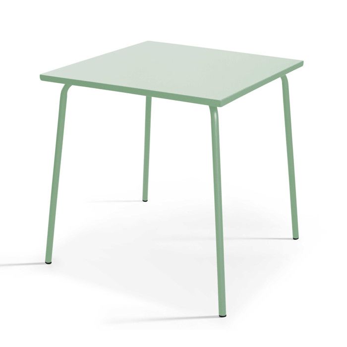 Palavas - Table de jardin carr&eacute;e en m&eacute;tal vert sauge 70cm - Vert