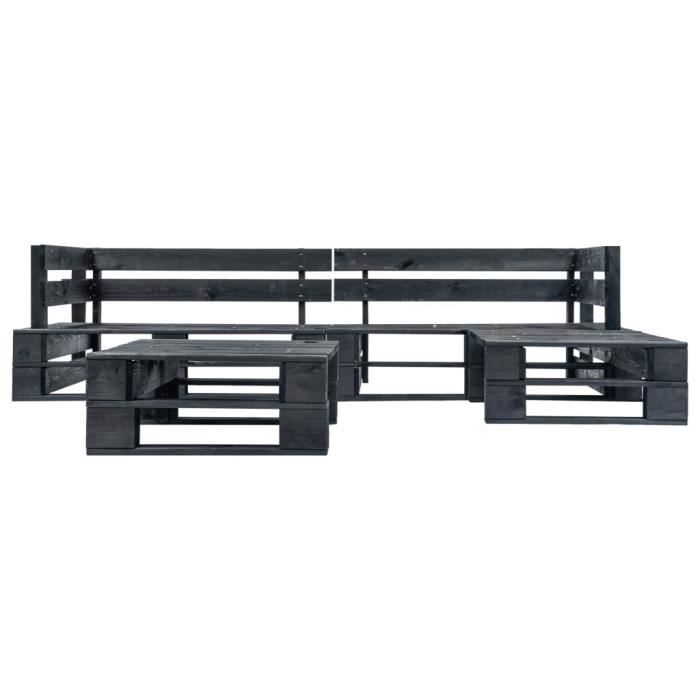 MODERNE Canapés de jardin palette 4 pcs Noir Bois 5806