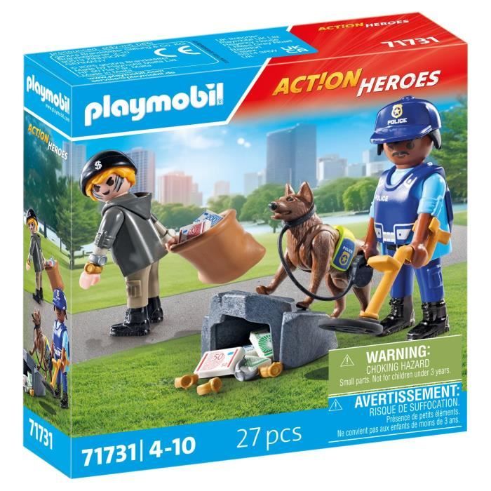 Policier Chien De Recherche Et Voleur Playmobil La Boite