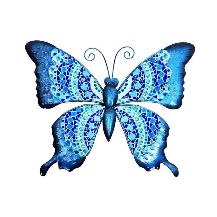 Autocollant électrostatique Papillon Bleu 30x40 Cm - Adhésif Sans Colle, Pour Vitres, Murs Lisses - Décoration Salon, Porte, Bar
