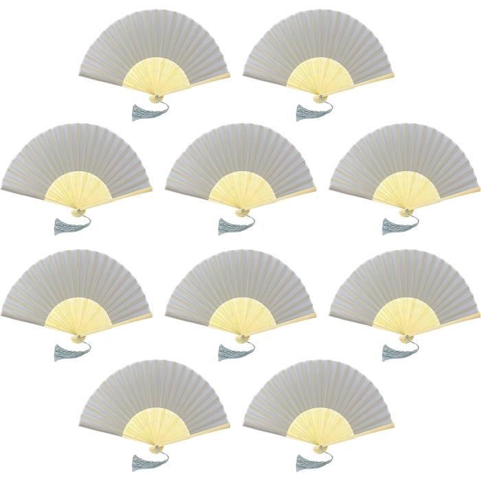 Lot De 2 éventails Pliables Style Oriental – Bambou Et Soie – Pour Mariage, Décoration Ou Cadeau – HABNI