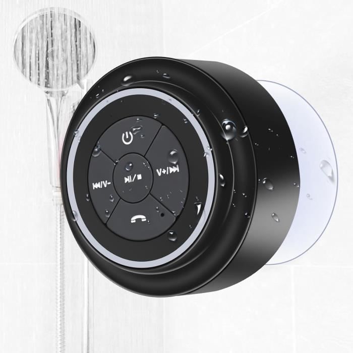 Enceinte Bluetooth étanche IPX7 Pour Douche - Avec Ventouse, Lumière LED, écran Heure - 360° Stéréo, Micro Intégré - Gris