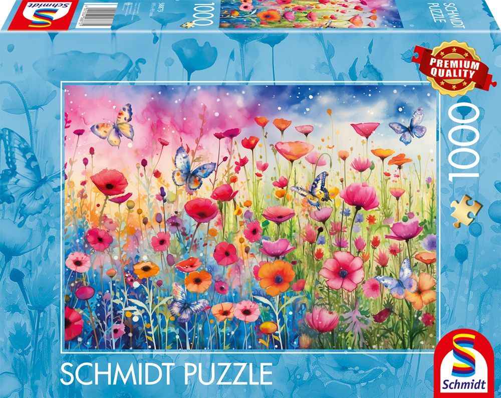 Puzzle 1000 pièces Schmidt Spiele Prairie de Coquelicots Aquarelle 69x49 cm Neuf - vue 8