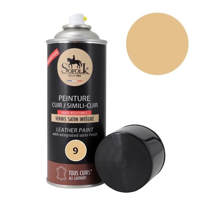 Peinture Cuir/SimiliCuir (Aérosol 400ml, 9BEIGE) SOFOLK Entretien pour Siège et Volant de