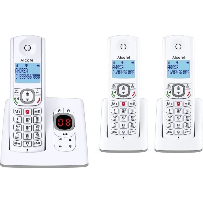 Alcatel F890 Voice Trio – Téléphone Sans Fil 3 Combinés + Répondeur (gris, Occasion)