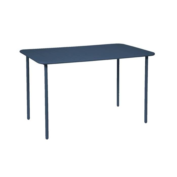 Table de jardin métal 4 places. marine. Amelia. 120x70cm. traitement antirouille. lattes et bords arrondis Table de jardin métal 4 places. marine. Amelia. 120x70cm. traitement antirouille. lattes et bords arrondis