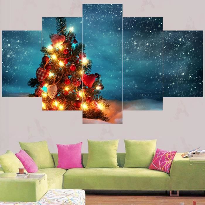 TEMPSA 5Pcs Tableau Peinture à Huile en Toile Noël Pour Décor Maison Sans  Cadre BLUE FONCE - Achat / Vente tableau - toile - Cdiscount