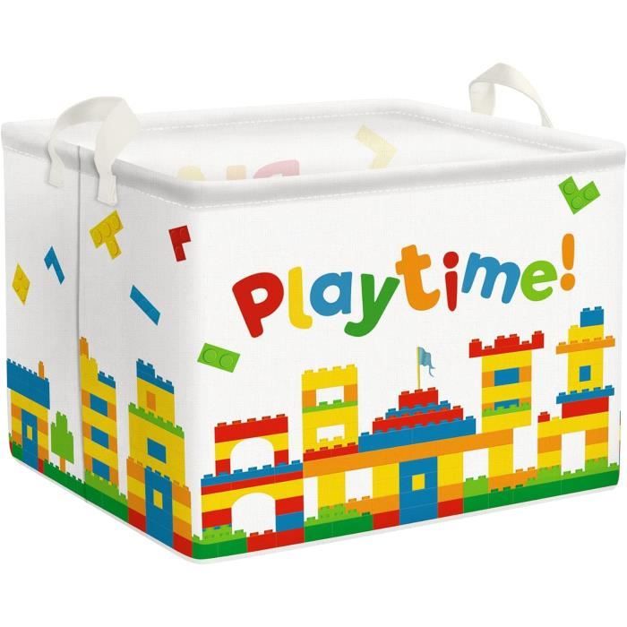 INough Boite Rangement Jouet Bébé, Caisse Rangement pour Garçons Panier Rangement Tissu Paniers à Linge Pliables avec Fermeture Couvercle Panier de Rangement pour la Chambre d'enfant (Grand, Safari