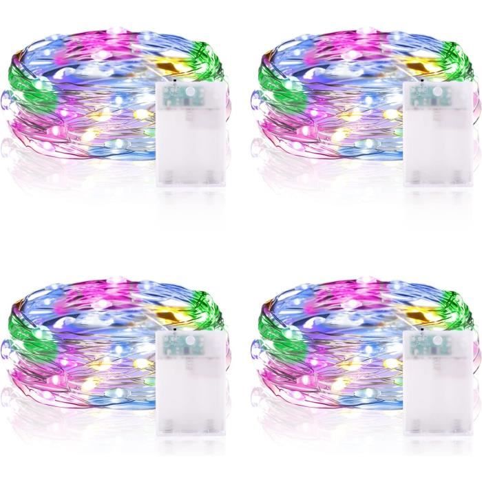 Lot De 20 Guirlandes Lumineuses à Piles 2m 20 LEDs Blanc Chaud - Étanches Pour Décoration Mariage Et Fêtes