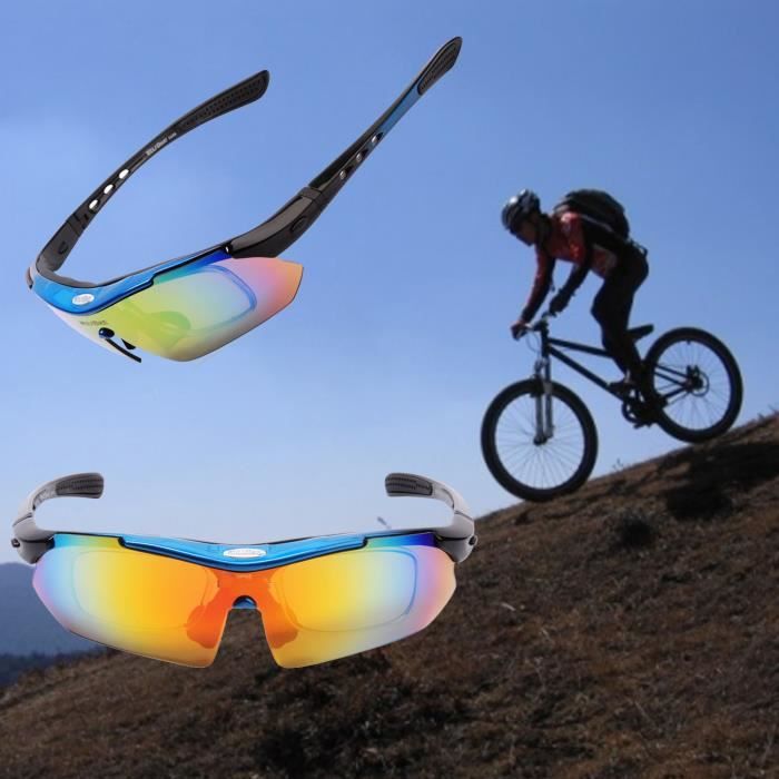 Usiful® UV400 lunette de soleil homme sport (bleu et noir).Goggle. Lunettes  de soleil polarisées avec 5 lentilles. - Cdiscount Sport