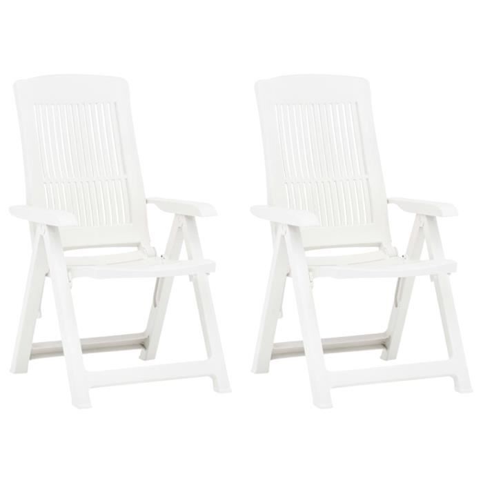 Top Chaises inclinables de jardin JILI - Fauteuil dextérieur 2 pcs Plastique Blanc137 Kg