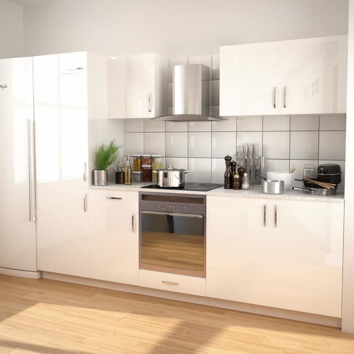 vidaxl ensemble d armoires de cuisine 7 pcs avec hotte blanc brillant cdiscount maison